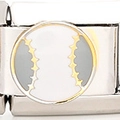 Bracciale in acciaio inossidabile fai-da-te con charm da baseball e cuciture dorate - 1294-Baseball