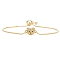 Bracciale a forma di orso in oro regolabile con zirconi e chiusura a scorrimento bolo - Panda Dorato
