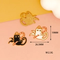Detailed view of Halloween cat charm with wings and candy, size 19mm x 26.5mm - Crutch Cat / Black