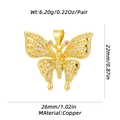 Golden butterfly pendant with pink stone eyes and clear zircon details with dimensions - Pink Eye Butterfly Shaped Style (XL-314) / Pendant