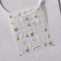 5D embossed pearl tulip and floral bow nail art stickers with adhesive backing - Pearl Tulip-New Relief (TS-2323)