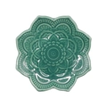 Nordic ceramic mandala jewelry tray with embossed lotus pattern in celadon glaze - Green