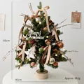 60cm Mini-Weihnachtsbaum mit Champagner-Schleifen, Zapfen und LED-Lichtern auf einem Holzsockel - 60 cm Höhe/ca. 983 g