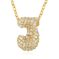 Gold plated initial letter J necklace with white zircon pavé setting on gold link chain - Letter J