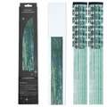 Green glitter hair tinsel with 16 strands and easy clip-in design for parties - 12 Pieces / Laser Peacock Blue (12-Piece Set)