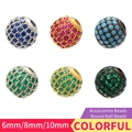 Perle a sfera rotonde con zirconi colorati in argento e oro per gioielli fai da te - 6mm / Oro Rosa Viola Zircone