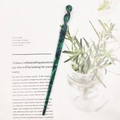 Minimalist green acetate hair pin with marble texture and spiral head design - Dark Green Marble (9#)