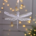 Dragonfly acrylic crystal pendant with glitter wings for Christmas tree decoration, 17x11cm - Crystal Dragonfly