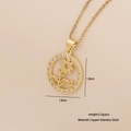 Golden heart necklace with MOM lettering, flower motif and crystals in a round frame - MAMA Round Flower Style (3#)