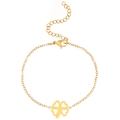 Detail of adjustable gold clover bracelet with lobster clasp and extension chain - 18K Gold Plated Clover Bracelet (N-876)