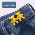 Lemon yellow bear-shaped waist tightening buttons for jeans on blue denim fabric - Small / Lemon Yellow
