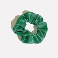 Elegant emerald green satin scrunchie with silk-like finish and pleated texture - Satin 30 (Emerald Green)