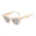 Fashionable cat eye sunglasses in cream beige frame with dark grey tinted lenses - Beige Frame Black Gray Lens