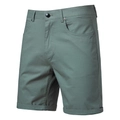 Vue détaillée du short en coton montrant la braguette zippée et le tissu gris-vert - ST010 Vert Lac