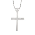 Silver stainless steel baseball bat cross pendant with twisted chain for men - With Twist Chain (500*2.4mm) / Steel