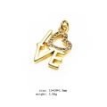 Gold LOVE heart pendant with micro-inset zircons for bracelets and necklaces - LOVE Letter (8#)