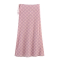 Maxirock mit lila und gelbem Karomuster, hoher Taille und seitlichem Bindedetail - S / Skirts