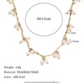 Variante di collana di perle ondulate in acciaio inossidabile dorato, gioiello elegante. - Collana con Pendente Perle a Nappine Articolate - Oro