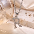 Textured silver capital letter R pendant necklace with hammered finish on O-chain - Steel Letter R (Pendant Only)