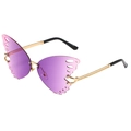 Chic oversized butterfly sunglasses with purple gradient lenses and gold chain arms - Gold Frame Purple Pink
