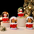 Set of four Christmas glowing crystal balls with Santa, Snowman, and Reindeer figurines - Christmas Chimney / 45# Light + Snow