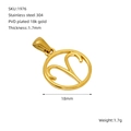 Ciondolo Ariete in acciaio inossidabile placcato oro 18k PVD di 18mm diametro - Ariete - Ciondolo Singolo