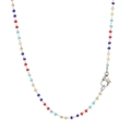 Bohemian stainless steel thin chain necklace with multi-colored square enamel beads - Colorful