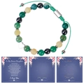 Braided natural stone heart bracelet set with various colors and sentimental gift cards - Green Agate Bracelet / To My Niece