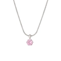 Collier élégant en argent avec un pendentif en cristal rose à six griffes rondes - Argent - Zircone Rose