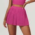 Damen Sportset in Rosarot mit Faltenrock und bauchfreiem Top für Fitness - Magenta