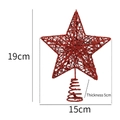 Red glitter star Christmas tree topper with spring base, size 19x15x5cm for holiday decor - 15CM / Red