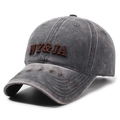 Casquette de baseball en coton gris foncé délavé avec broderie marron en 3D - Réglable / Gris