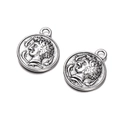 Detailed close-up of antique silver coin pendants featuring classical relief portraits - Round Relief Style (Large) / Set of 4 / Antique Silver