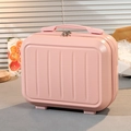 Mini beauty case rigido da 14 pollici rosa pastello con strisce verticali e manico solido - 14" / Rosa