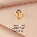 Detail view of a gold heart padlock pendant with size dimensions on pink silk background - Gold
