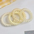 Set of 4 spiral hair ties in cream and transparent colors with colorful speckles - Yellow Set (4Pcs)