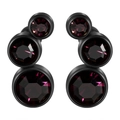 Boucle d'oreille 16G en acier noir avec trois cristaux ronds violets dégradés - 16G-6mm-Oreille Gauche / Base Noire - Zircon Violet Foncé