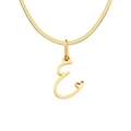 Golden letter E pendant necklace with heart detail on a sleek snake chain for women - Letter E / Gold