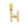 Élégant pendentif lettre H doré avec incrustation de perles et bélière pour collier - Lettre H (SP149G-H)