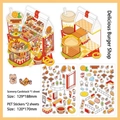 3D PET burger shop stickers with cardboard scene for kids creative DIY scrapbooking - Delicious Burger