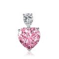 Elegante ciondolo in argento con pietra a goccia e gemma rosa a forma di cuore - Rosa