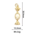 Detailed view of 18k gold plated candy-shaped pendant with dimensions 30.9mm by 12.2mm - Gold Candy