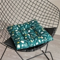 Detail of thickened dark green floral chair cushion with nine-point quilting on a metal chair - 40x40cm / Green Camellia