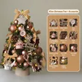 45cm Mini Weihnachtsbaum Set in Champagner-Gold und Rosa mit LED-Lichtern und Dekorationen - 45 cm / Champagner