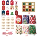 Christmas paper bag gift set with festive stickers wooden clips and cotton twine - Christmas Gift Bag Set (588 Style)