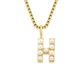 Elegant gold titanium steel box chain necklace featuring a pearl-inlaid letter H pendant - Letter H - Gold