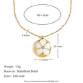 18K vergoldete Edelstahl-Blumenkette mit Abmessungen und technischen Daten - Emaille Blumen Halskette-Gold
