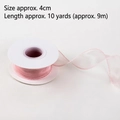 Pink 4cm organza chiffon ribbon for cake decoration and gift wrapping, 10 yards roll - Core Fishtail Ribbon Pink / 4cm Wide 9m Long