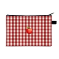 Waterproof red plaid strawberry cosmetic bag with apple print and zipper handle - 09-Apple Red White Plaid
