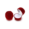 Rote Schmuckschatulle in Rosenform aus Samt für Ringe und Ohrringe, offen und zu - 51*51*51mm / Rosenrot (ohne Blatt)